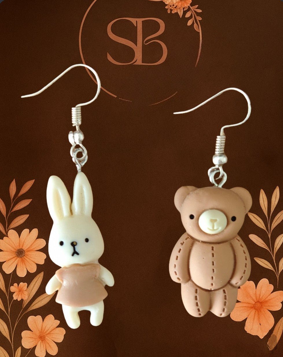 Boucles d'oreilles duo Lapin/Ours doré 🐻 🐰