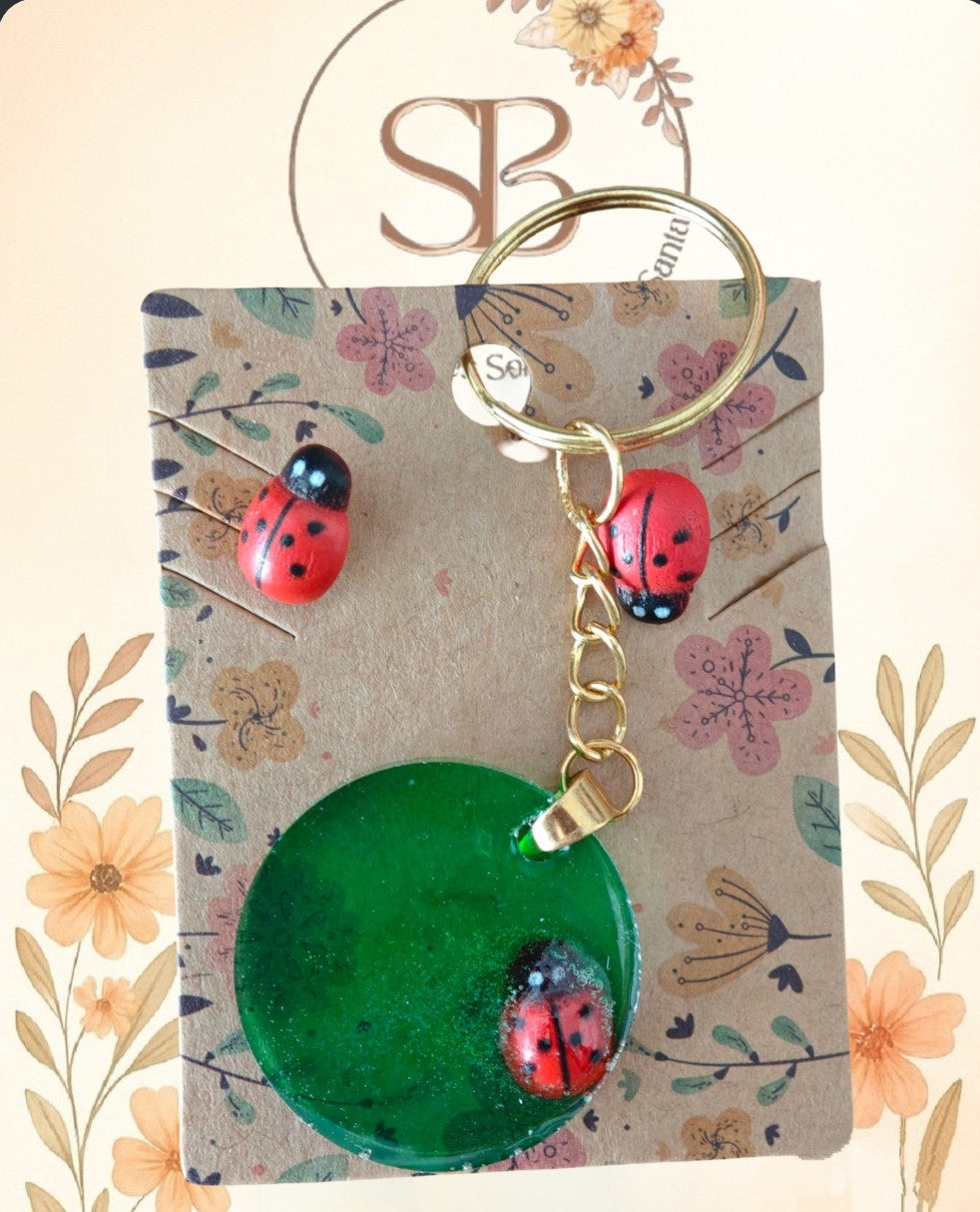 Boucles d'oreilles + Porte clef coccinelle 🐞