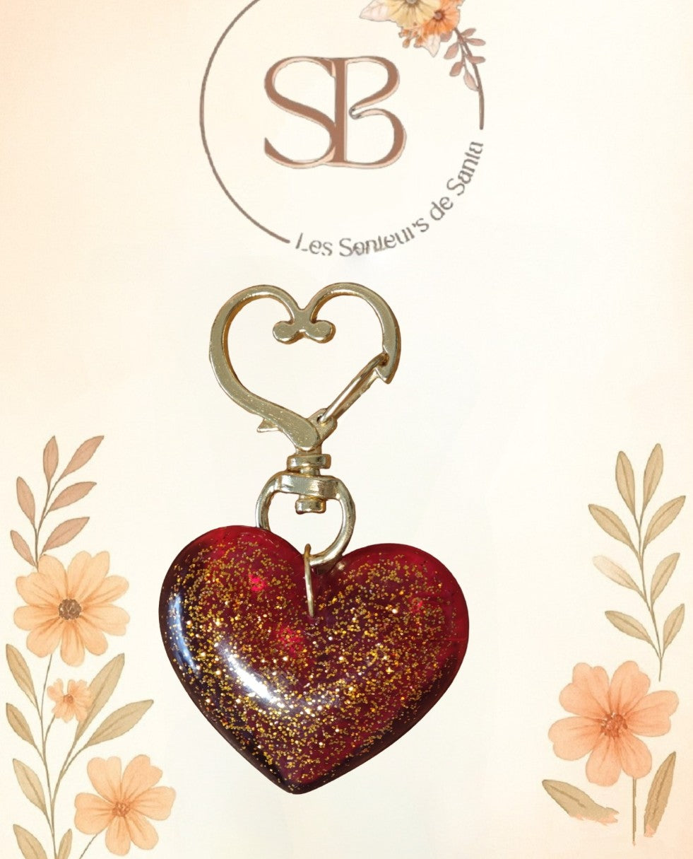 Porte-clé cœur résine époxy