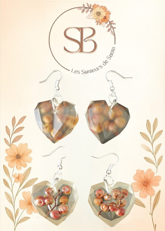 🌿 Boucles d’oreilles uniques en résine époxy et éléments naturels 🌿