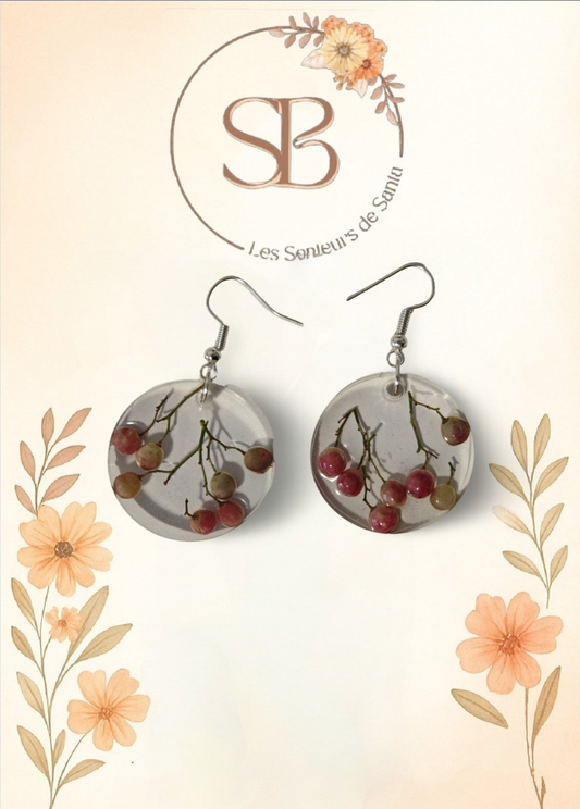 🌿 Boucles d’oreilles uniques en résine époxy et éléments naturels 🌿