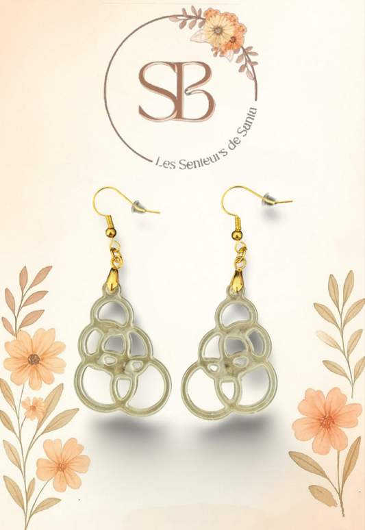 Boucles d'oreilles pendantes forme géométrique ronde nacrée