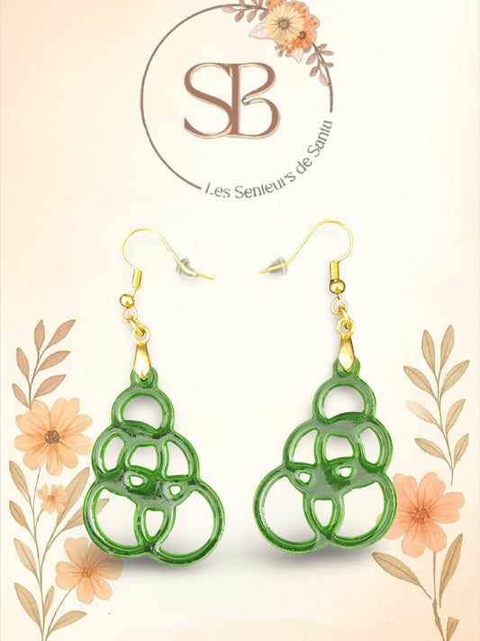 Boucles d’oreilles pendantes rondes vertes