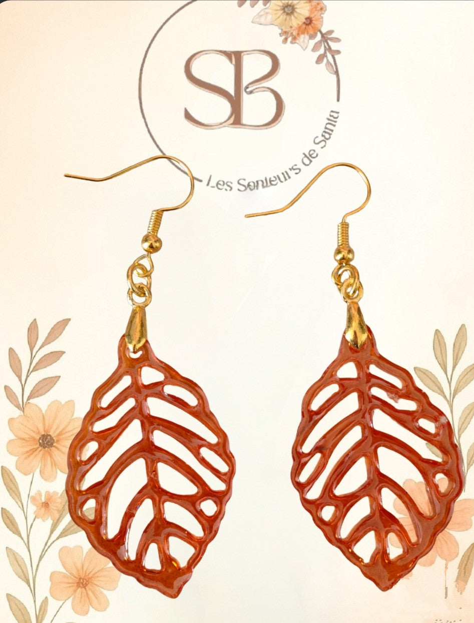 Boucles d’oreilles pendantes feuille