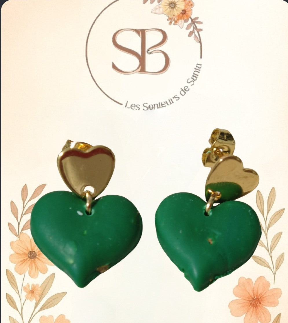 Boucles d’oreilles clou pendantes – cœur