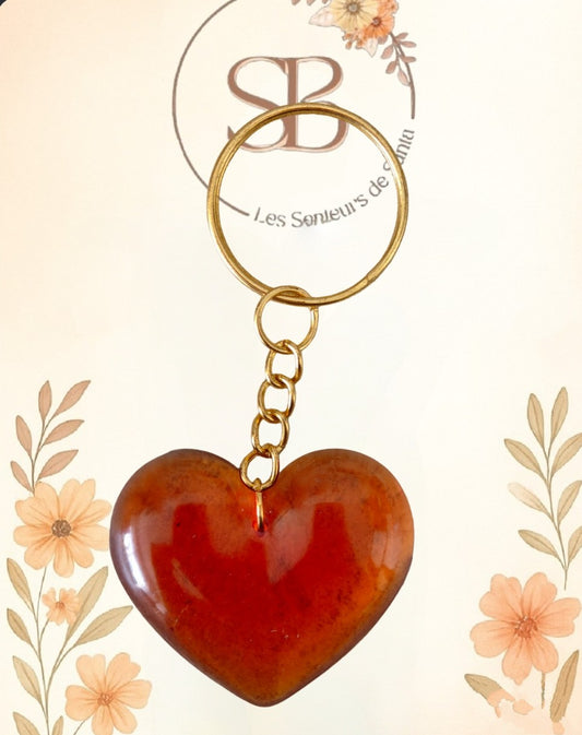 🧡Porte-clé cœur cuivre en résine époxy 🧡