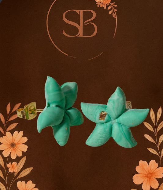 Boucles d’oreilles - Étoile de mer verte et blanche (argile polymère)