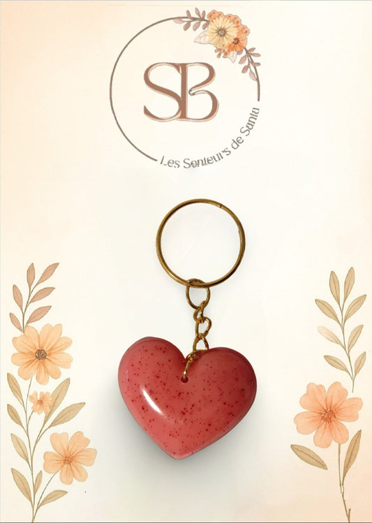 💓Porte-clé coeur rose en résine epoxy 💓