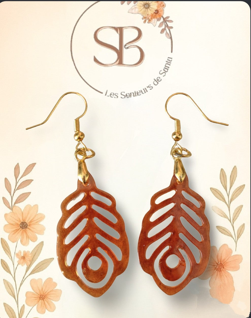 Boucles d’oreilles pendantes feuille