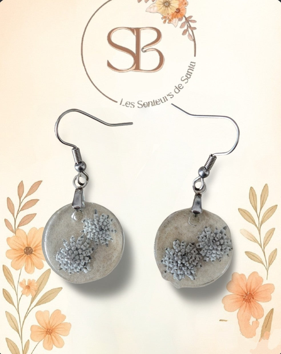 🌿 Boucles d’oreilles uniques en résine époxy et éléments naturels 🌿